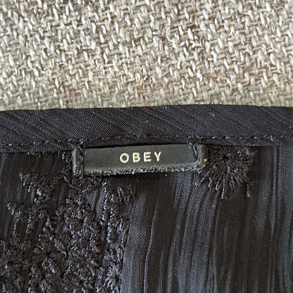OBEY BLOOD MOON SHEER EMBROIDERED LACE LINED FRONT BUTTON UP DRESS SIZE S - Picture 10 of 14